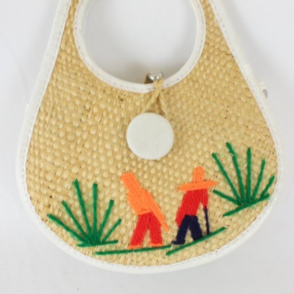 Vintage Handbags - Vintage 80s Mini Bag Purse Raffia Desert Agave